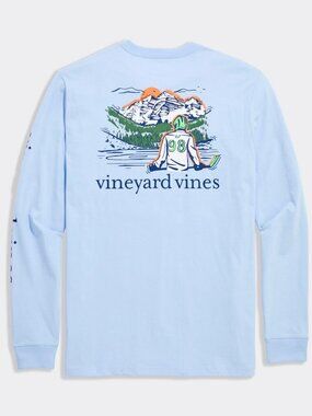 Vineyard Vines LS Pocket Tee XXL Blue Hockey Pond Graphic NWT Sealed